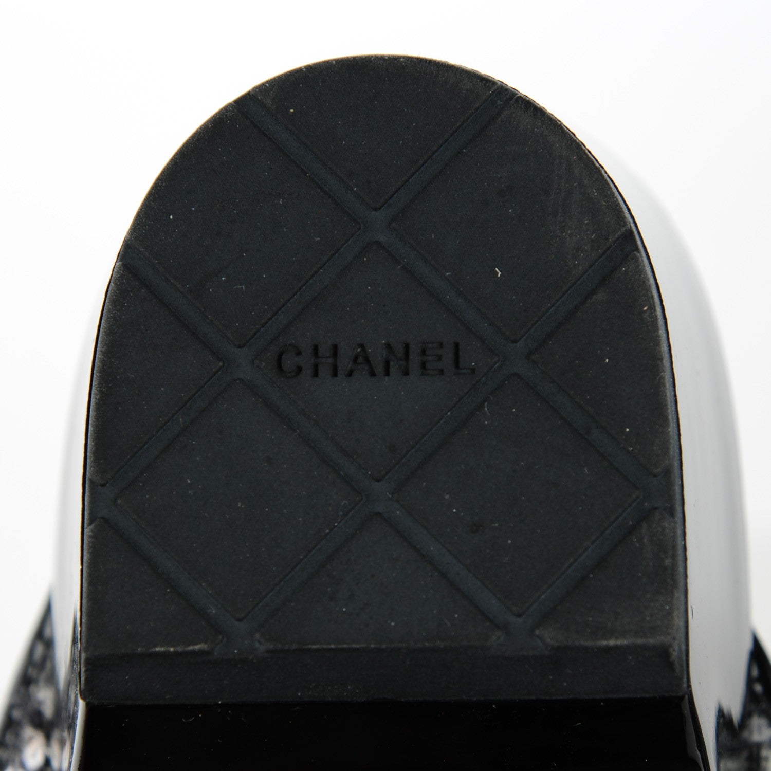 Chanel Patent Sequin Tweed Cap Toe Mules Black 38 7 of 8