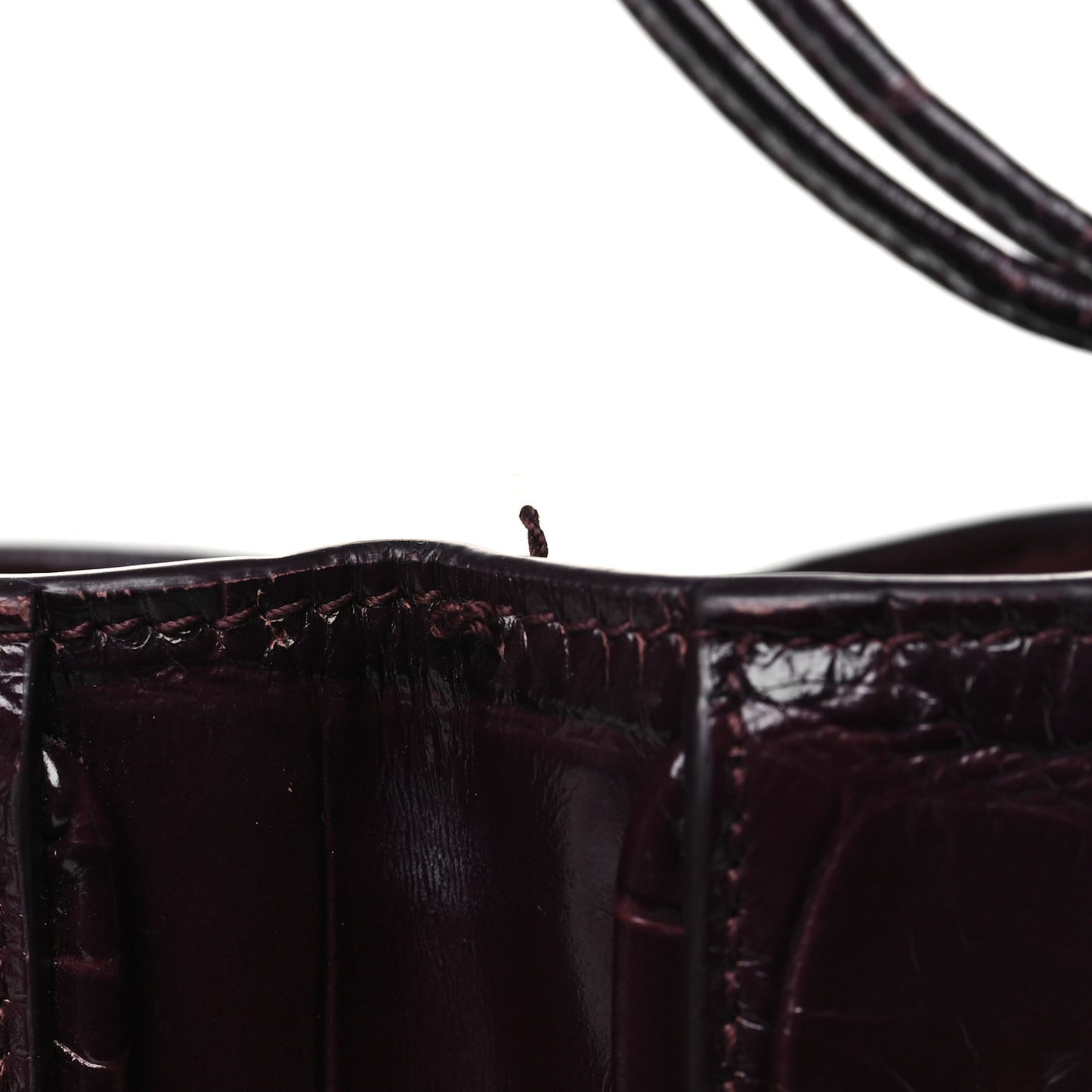 Calfskin Crocodile Embossed Bucket Bag Bordeaux