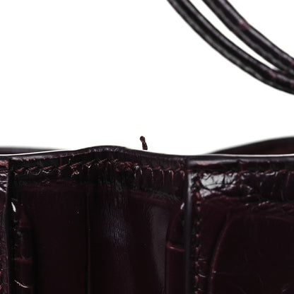 Salvatore Ferragamo Calfskin Crocodile Embossed Bucket Bag Bordeaux 10 of 14