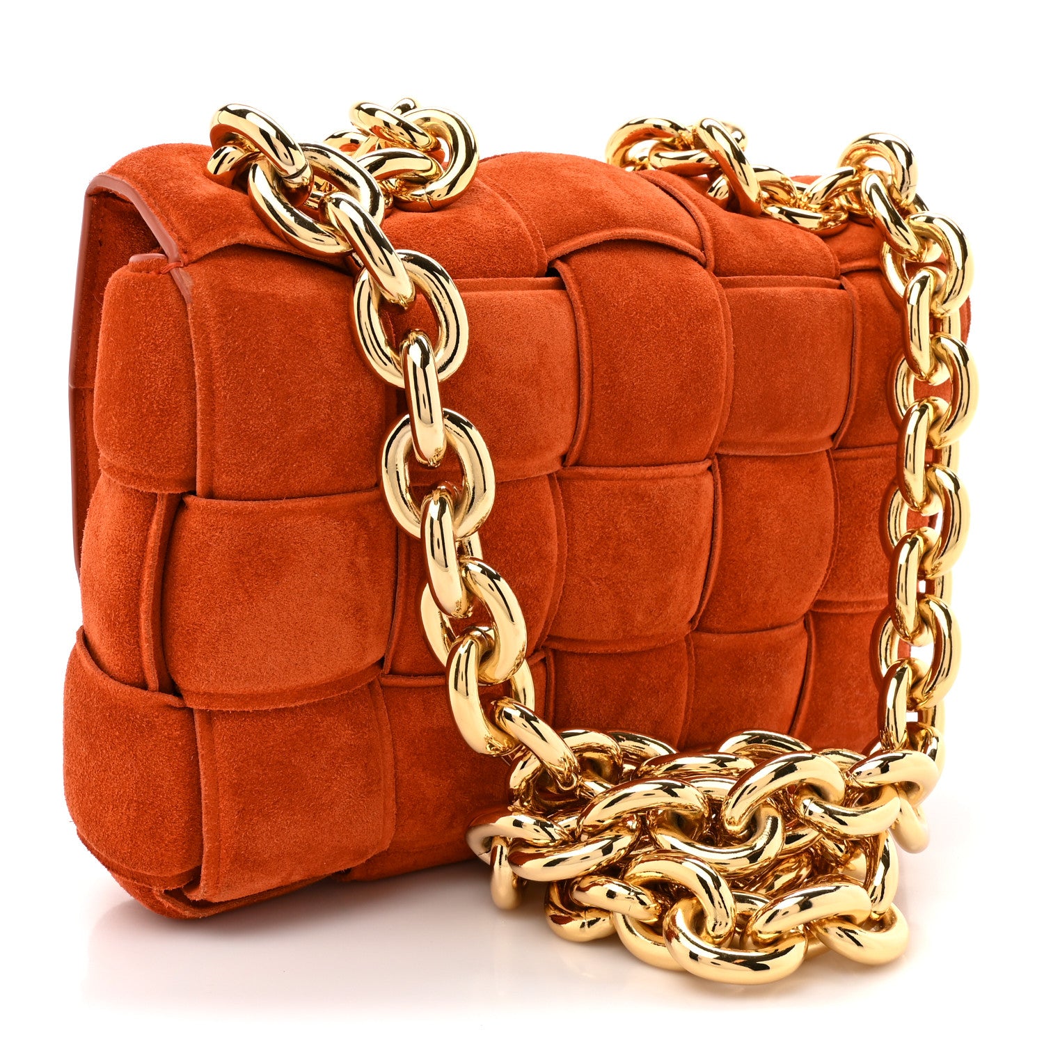 Bottega Veneta Suede Maxi Intrecciato Padded Chain Cassette Crossbody Bag Maple 3 of 13