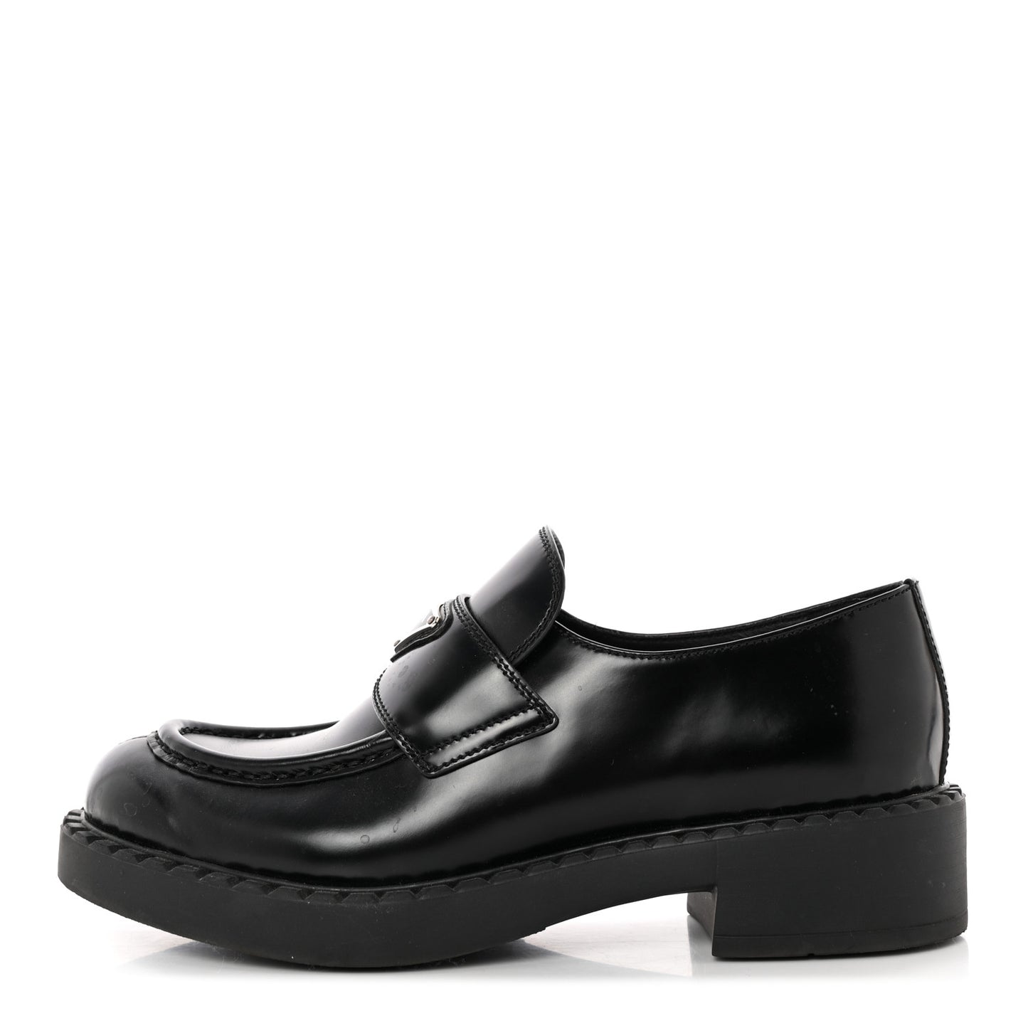 Spazzolato Metal Triangle Logo 50mm Loafers 39 Black