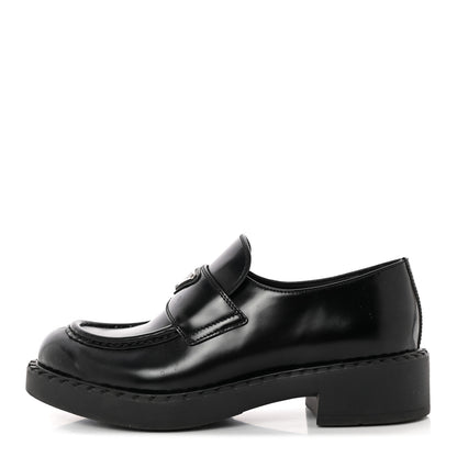 Prada Spazzolato Metal Triangle Logo 50mm Loafers 39 Black 1 of 13