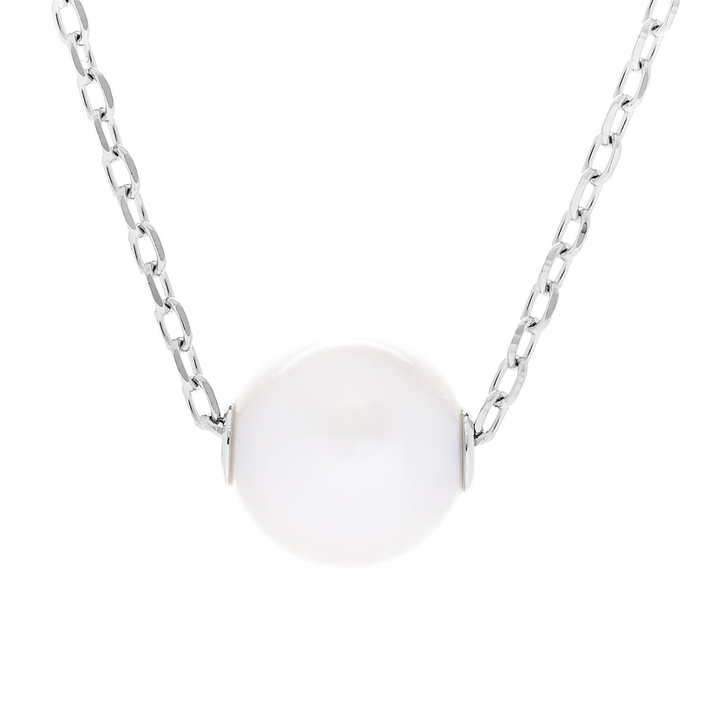18K White Gold Akoya Cultured Pearl 8-8.5mm Single Pendant Necklace