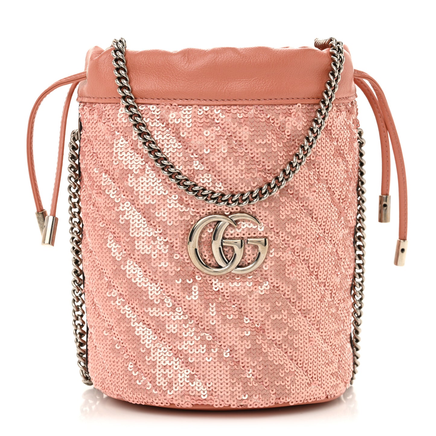Sequin Mini GG Marmont 2.0 Bucket Bag Pink
