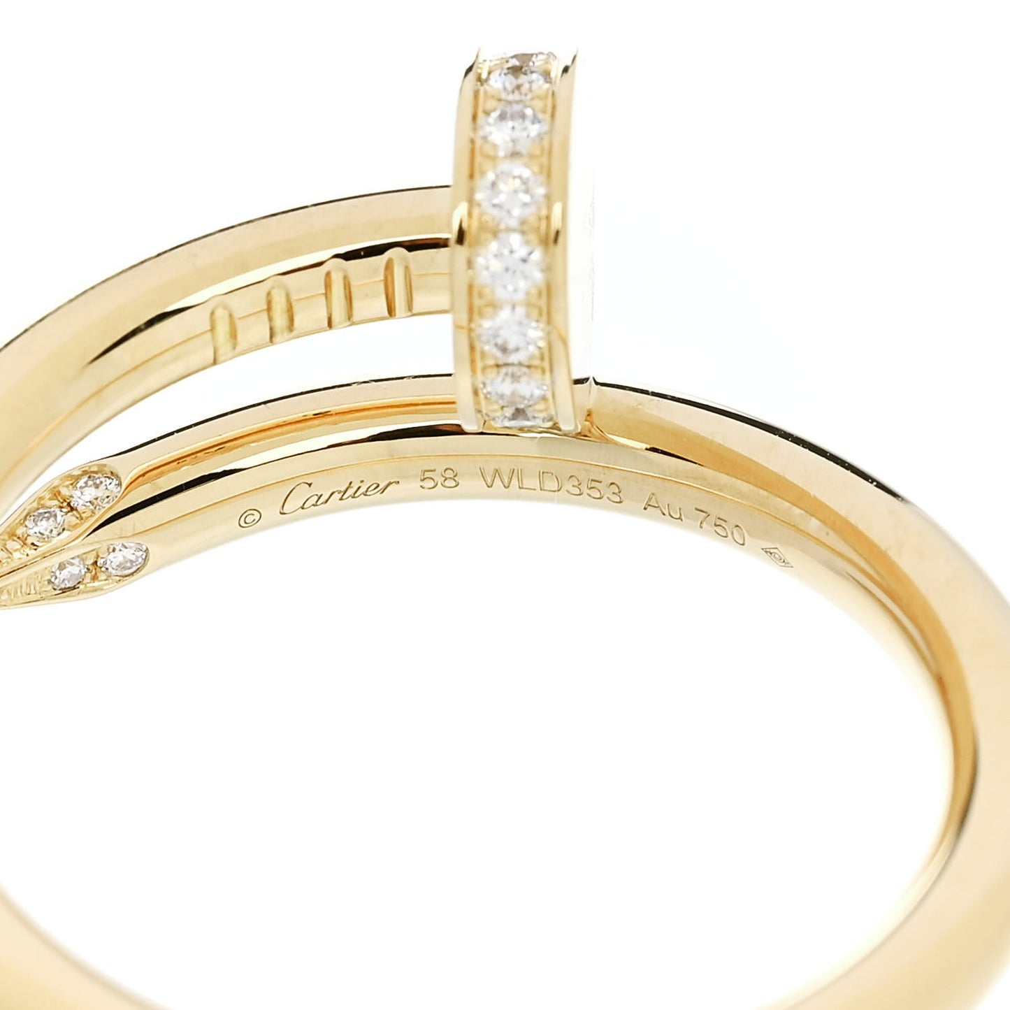 18K Yellow Gold Diamond Juste Un Clou Ring 58 8.5