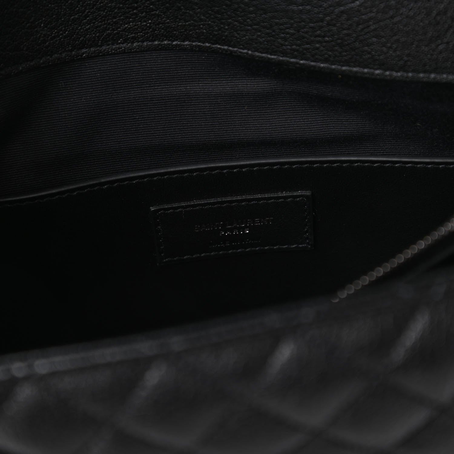 Saint Laurent Calfskin Mixed Matelasse Triquilt Large Monogram Satchel Black 8 of 10