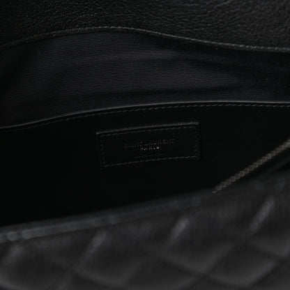 Saint Laurent Calfskin Mixed Matelasse Triquilt Large Monogram Satchel Black 8 of 10