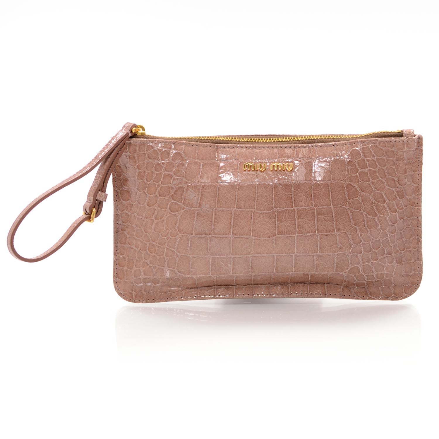Miu Miu Crocodile Embossed Saint Cocco Lux Wristlet 1 of 7