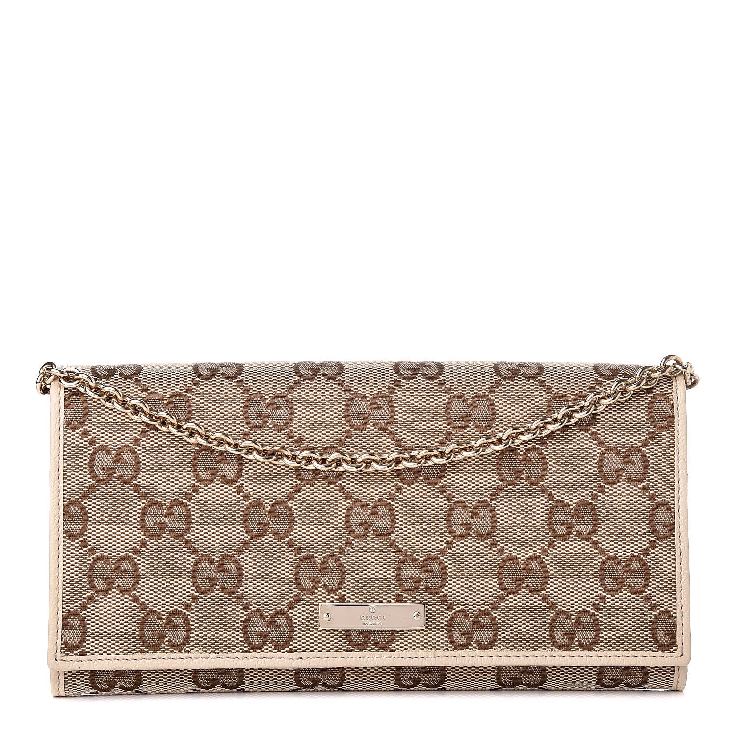 Gucci Monogram Metal Bar Chain Wallet Beige 1 of 7