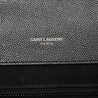 Saint Laurent Grain De Poudre Textured Mixed Matelasse Large Triquilt Monogram Monochrome Satchel Black 7 of 11