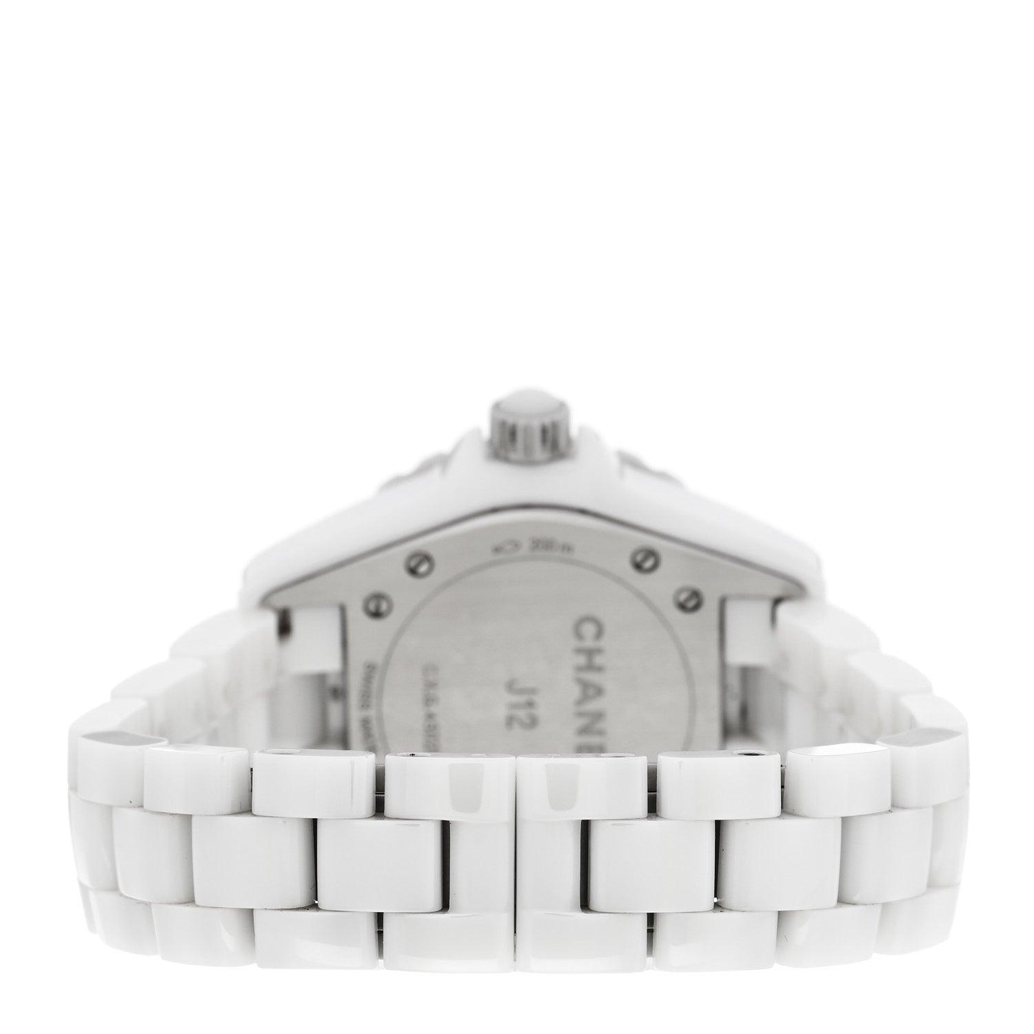 Chanel Stainless Steel Ceramic Diamond Mother of Pearl 33mm J12 Quartz Watch White 3 of 4