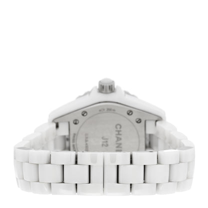Chanel Stainless Steel Ceramic Diamond Mother of Pearl 33mm J12 Quartz Watch White 3 of 4