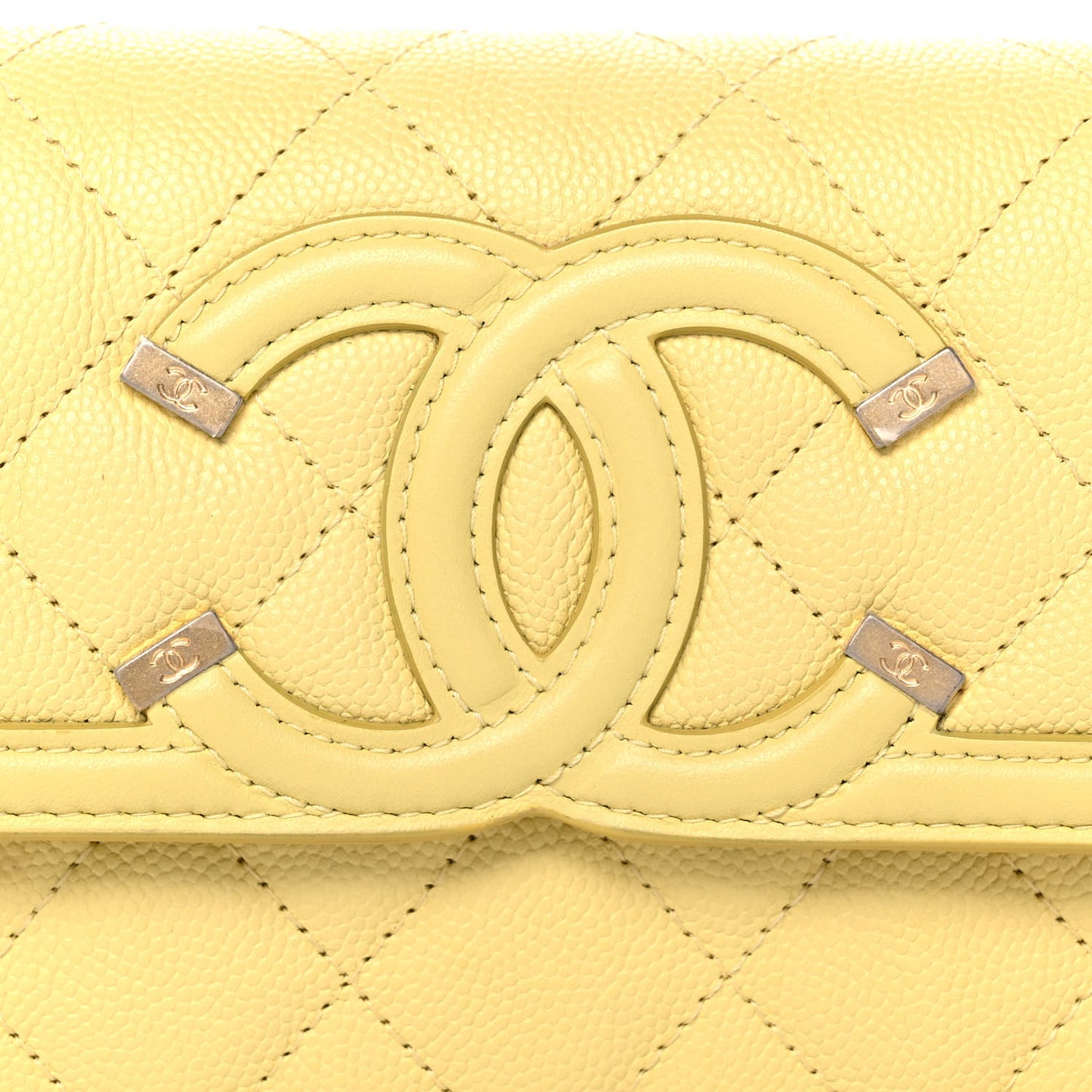 Caviar Quilted Medium Filigree Flap Wallet Yellow