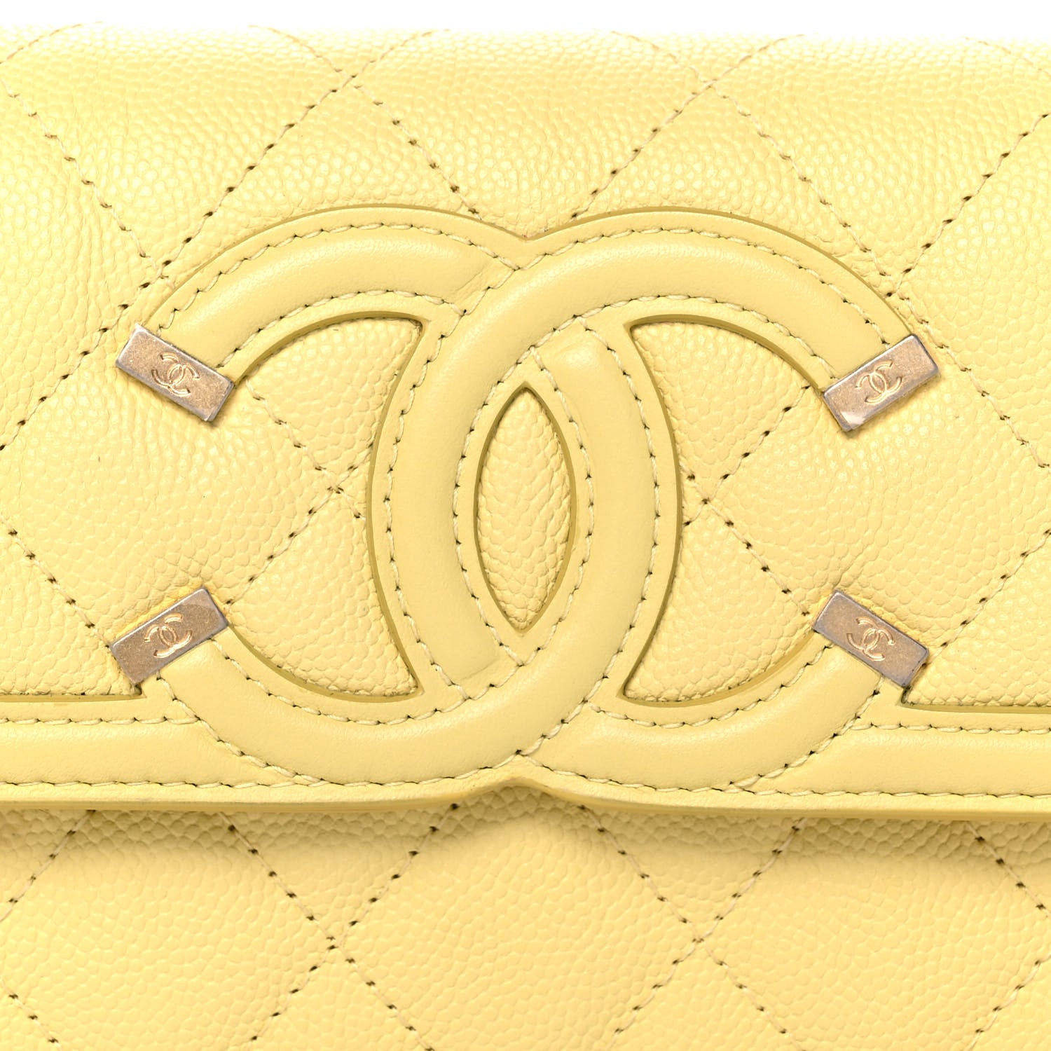 Chanel Caviar Quilted Medium Filigree Flap Wallet Yellow 9 of 14