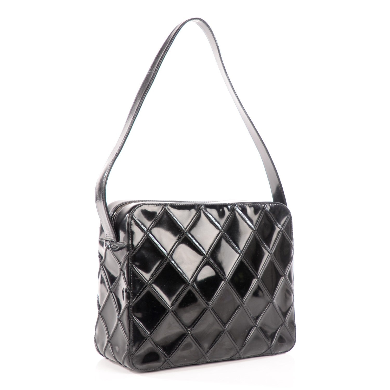 Chanel Patent Diamond Stitch Shoulder Bag Black 3 of 8