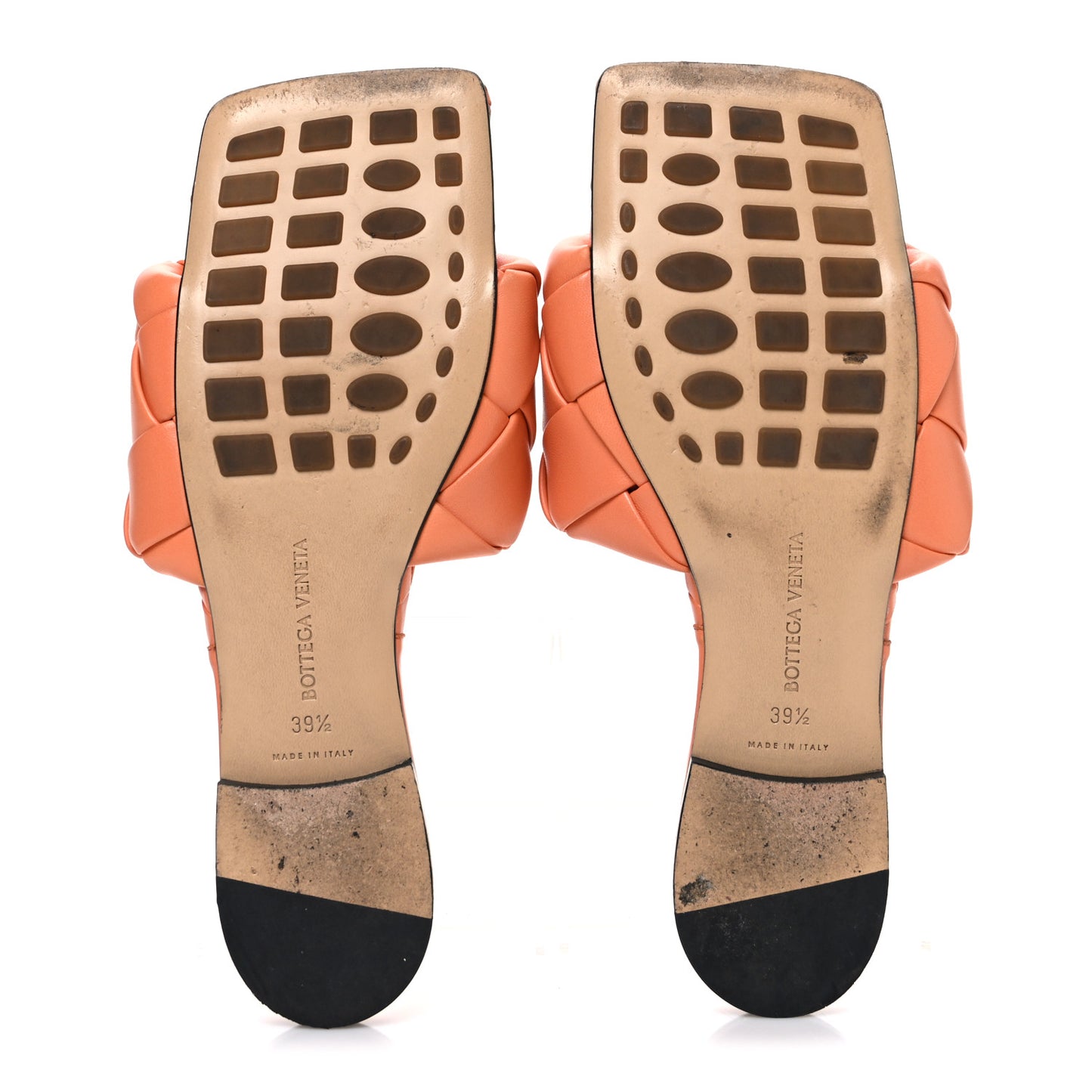 Nappa Maxi Intrecciato Lido Flat Sandals 39.5 Papaya