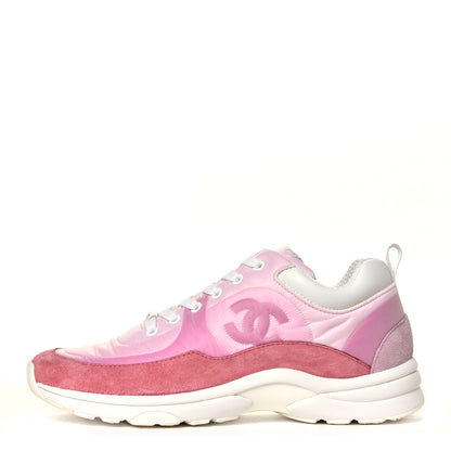 Chanel Nylon Calfskin Suede Womens CC Sneakers 40 Pink 1 of 8