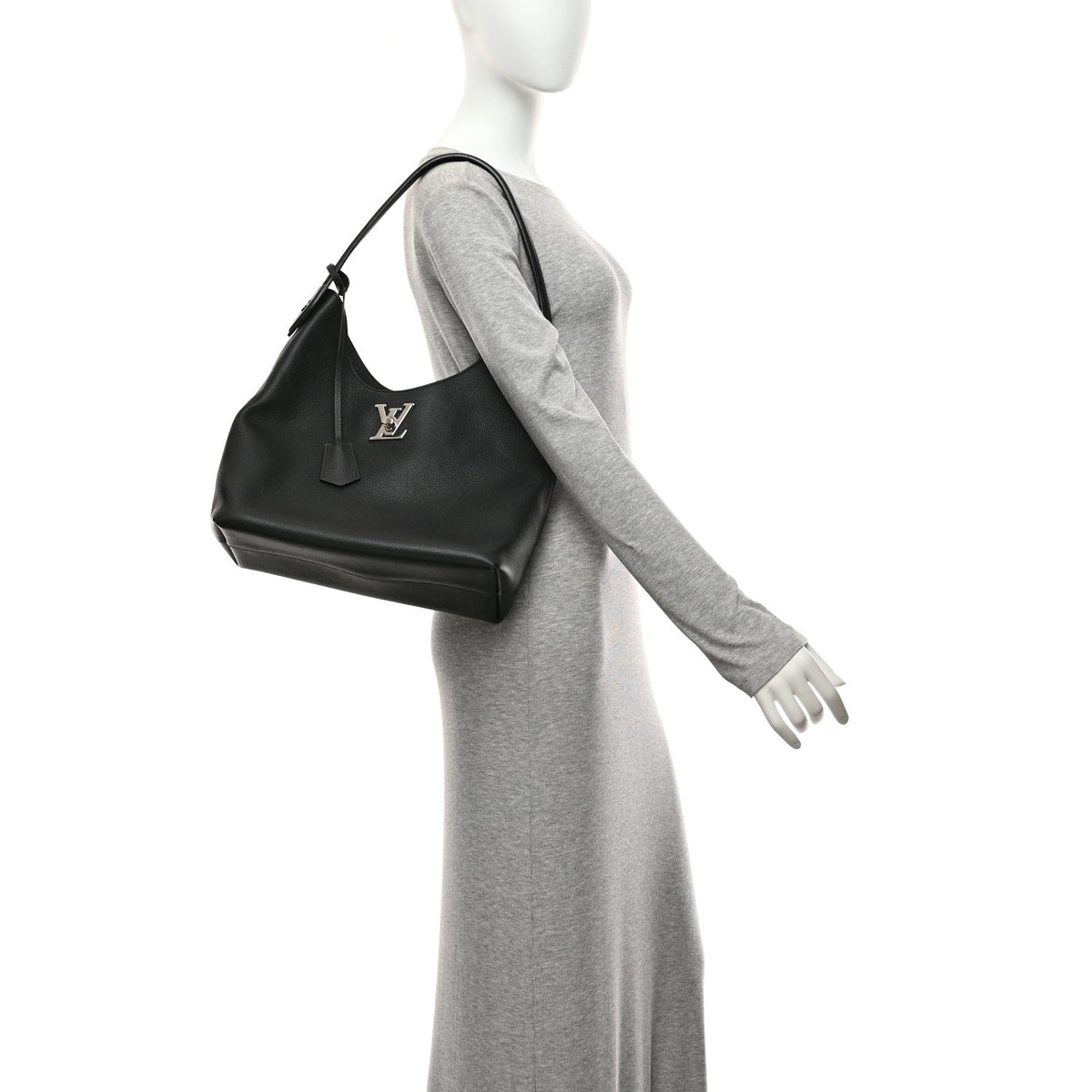 Calfskin Lockme Hobo Black