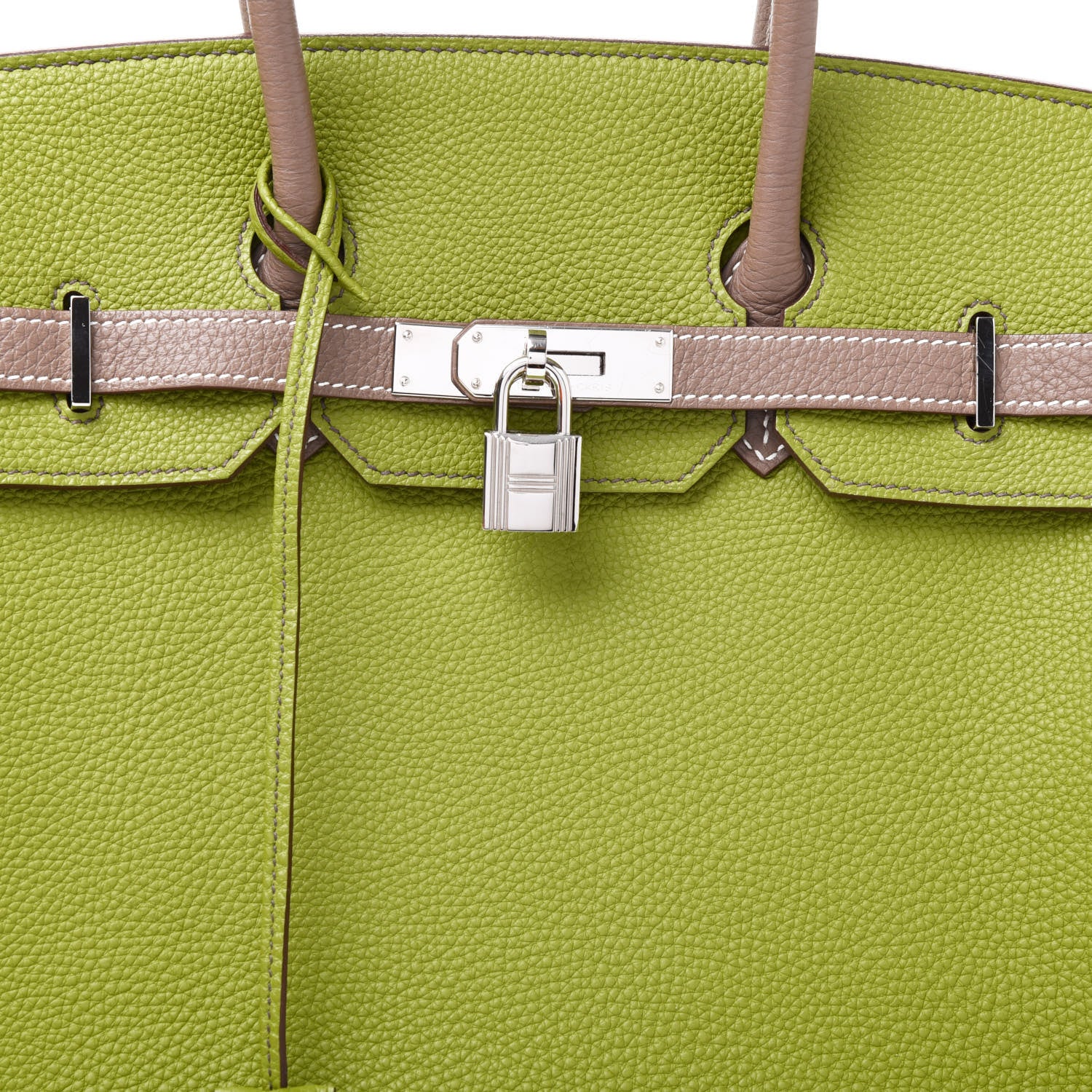 Hermes Togo Bi Color Horseshoe Birkin 35 Vert Anis Etoupe 11 of 12