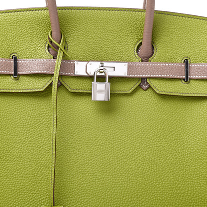 Hermes Togo Bi Color Horseshoe Birkin 35 Vert Anis Etoupe 11 of 12