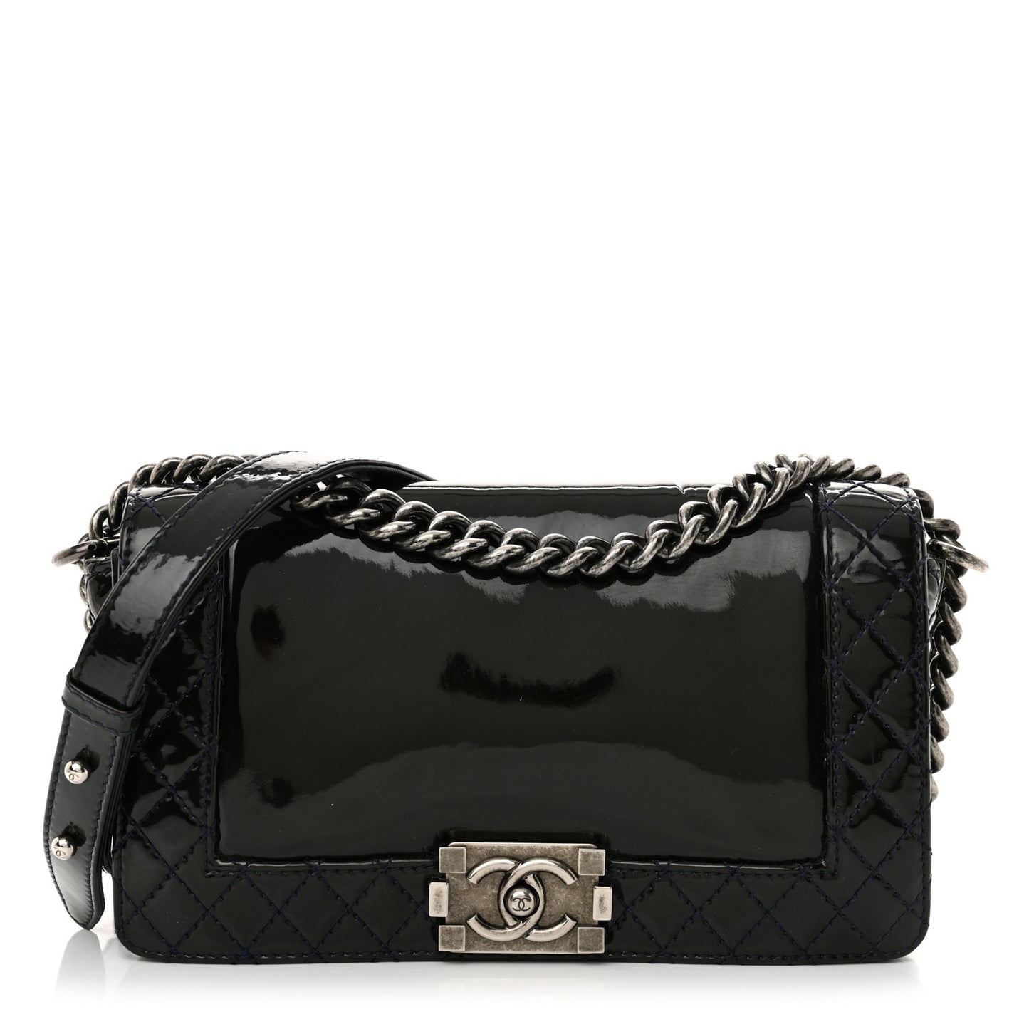 Patent Medium Boy Reverso Flap Black
