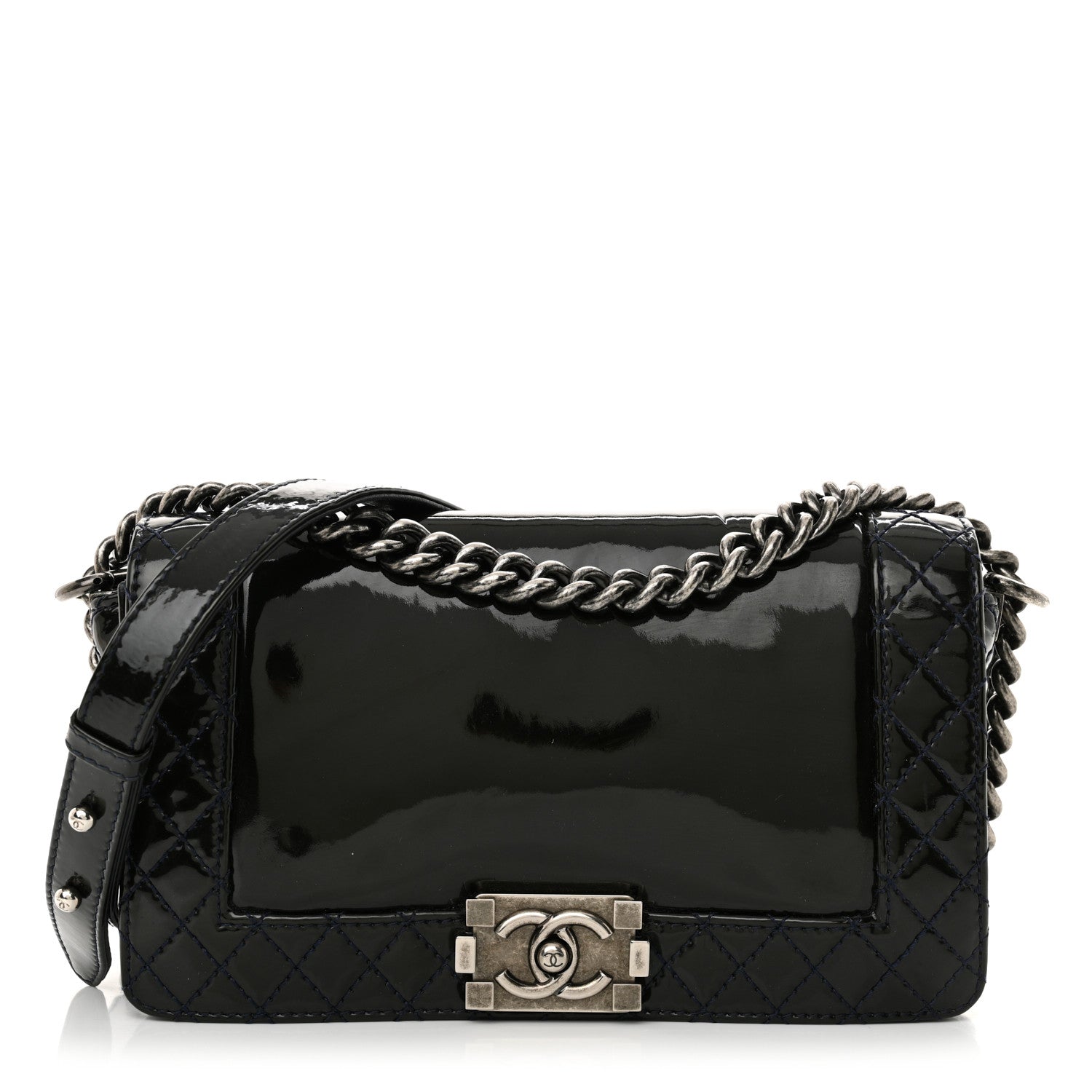 Chanel Patent Medium Boy Reverso Flap Black 1 of 17