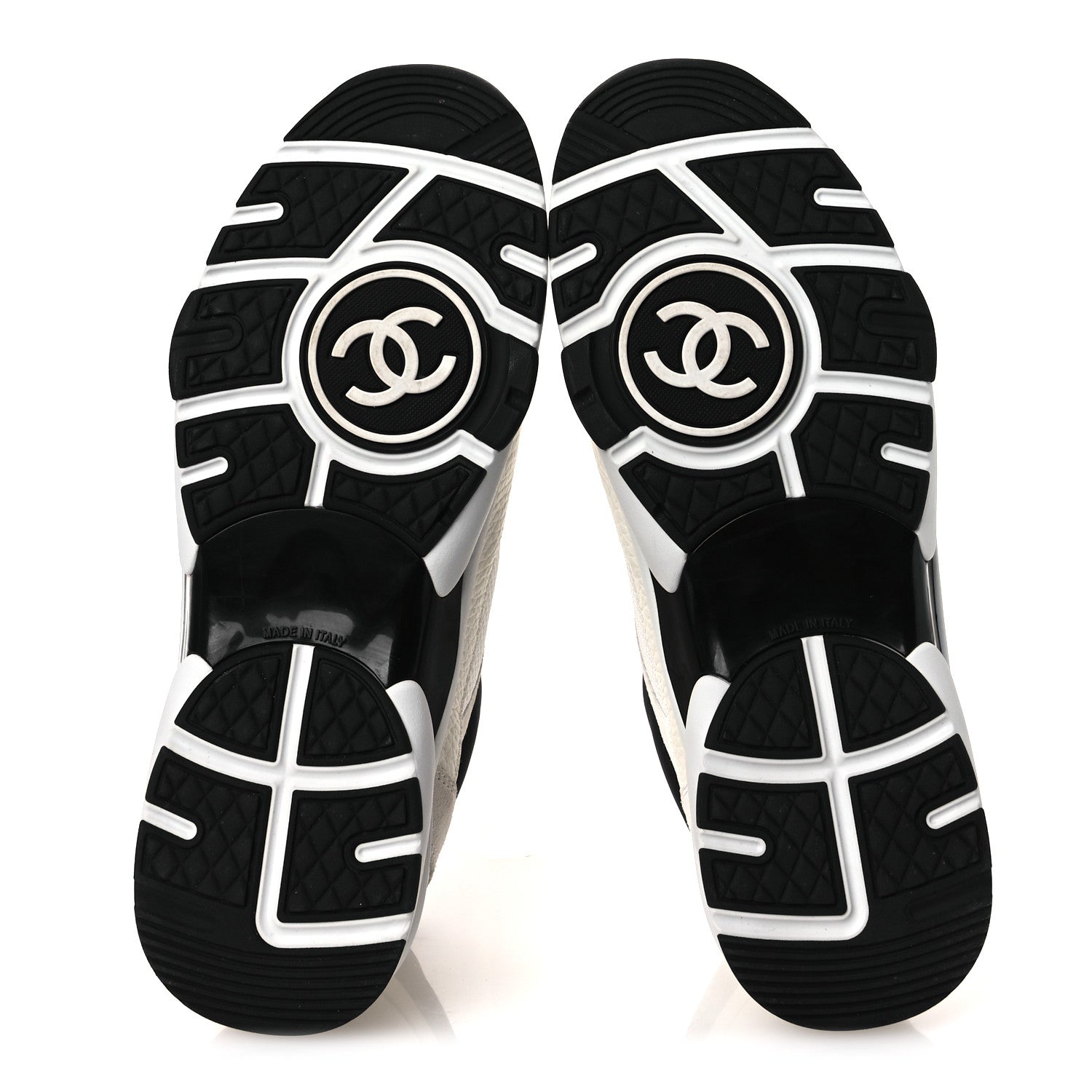 Chanel Mesh Suede Grained Calfskin Womens CC Sneakers 39.5 White Black 3 of 11