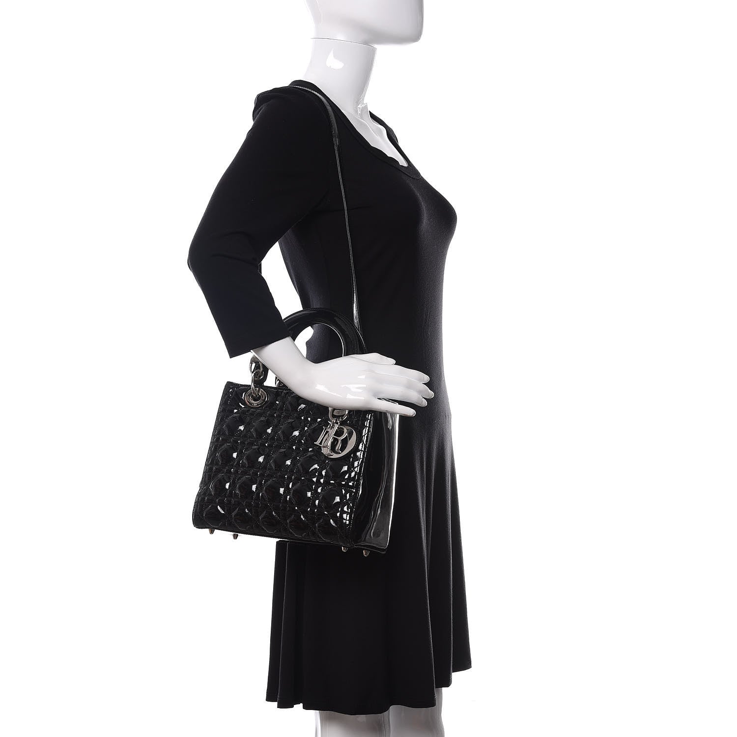 Christian Dior Patent Cannage Medium Lady Dior Black 2 of 13
