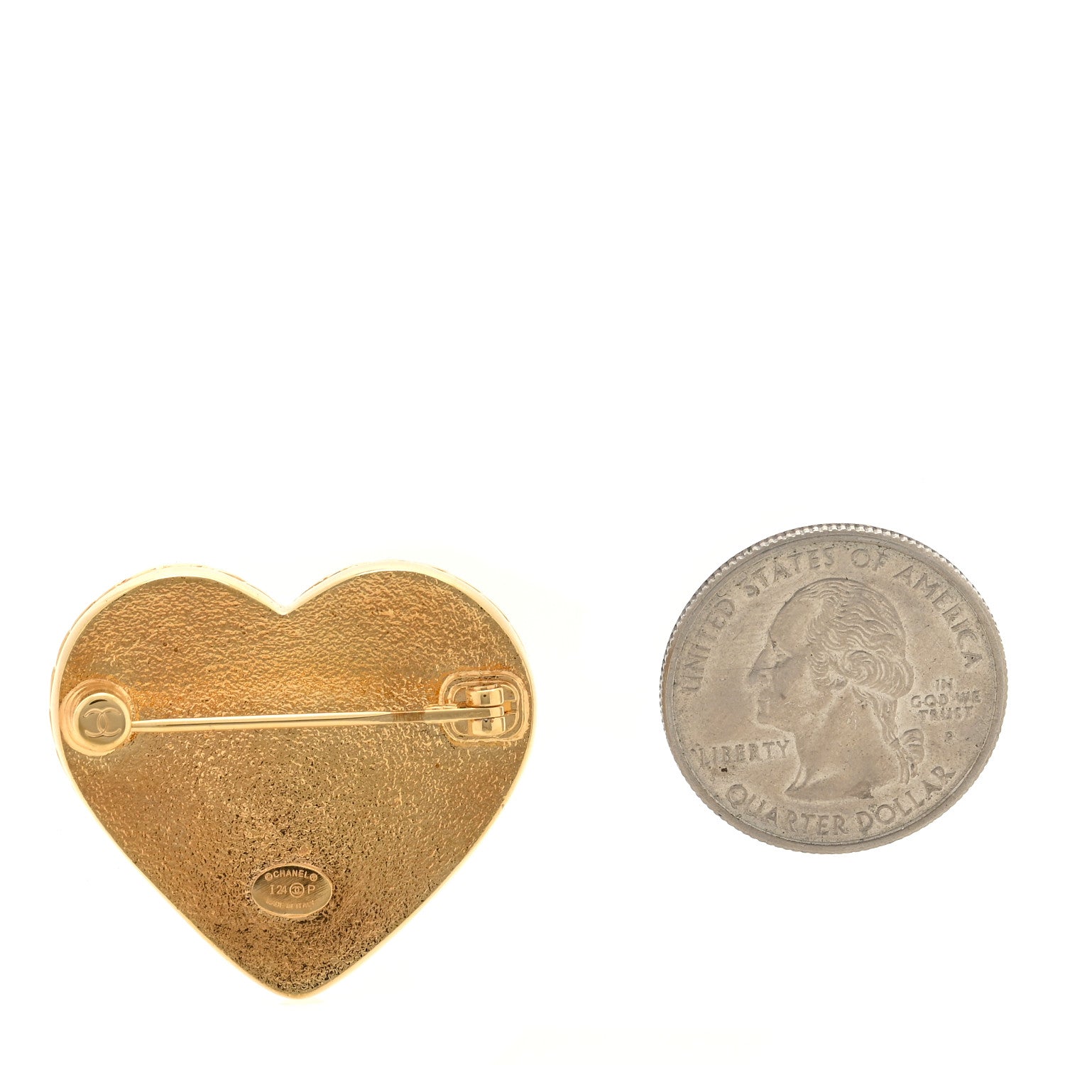 Chanel Metal Enamel CC Denim Heart Brooch Gold Blue 2 of 3