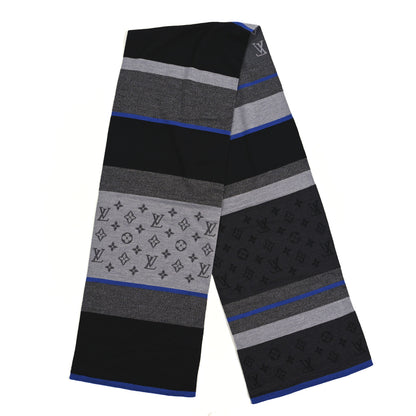 Louis Vuitton Wool Monogram Color Block Scarf Black 2 of 3