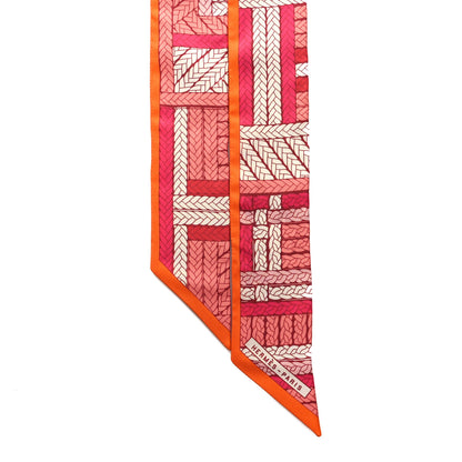 Hermes Silk Tresses H Twilly Rose Vif Orange White 2 of 4