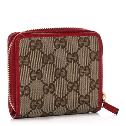 Gucci Monogram Dollar Calfskin Zip Around French Flap Wallet Beige Ebony Rosso 3 of 11