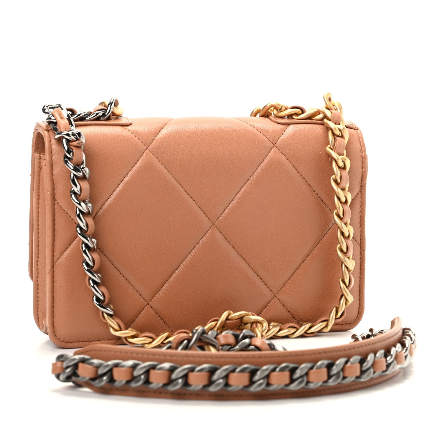 Chanel Lambskin Quilted Chanel 19 Wallet On Chain WOC Brown 3 of 10