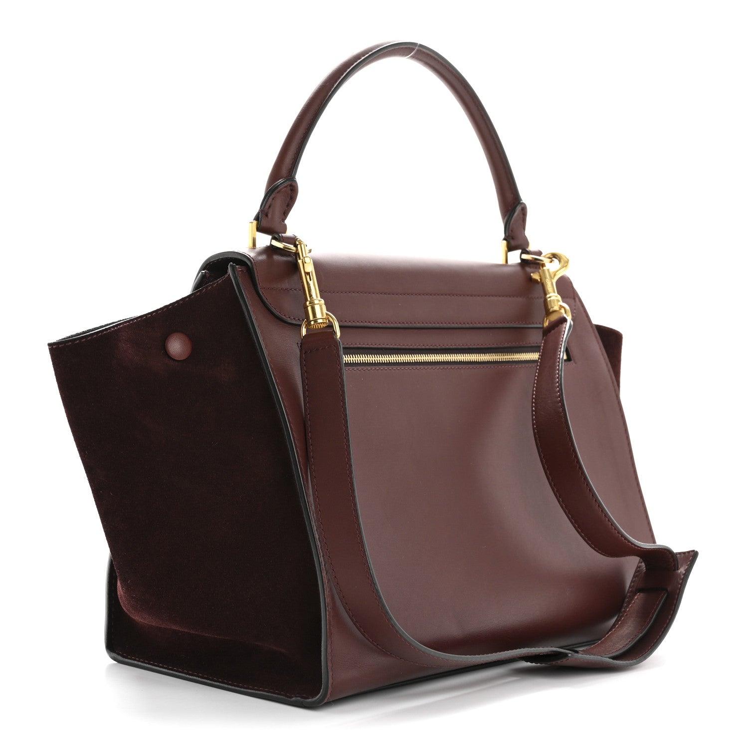 Celine Smooth Calfskin Suede Medium Trapeze Burgundy 3 of 13