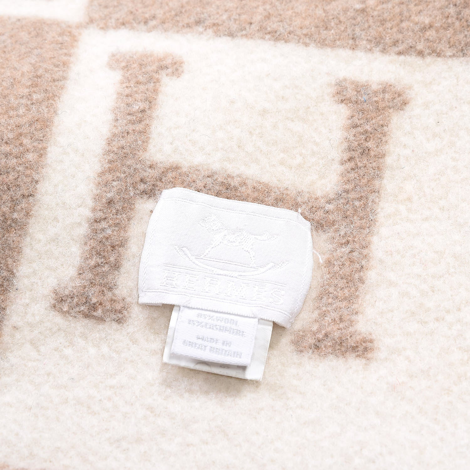Hermes Wool Cashmere Avalon Baby Blanket Noisette Moyen White 4 of 6