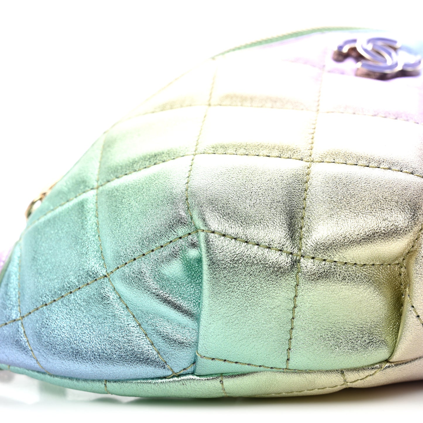 Gradient Metallic Lambskin Quilted Walking Mood Waist Bag Fanny Pack Pink Purple Green