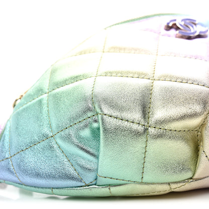 Chanel Gradient Metallic Lambskin Quilted Walking Mood Waist Bag Fanny Pack Pink Purple Green 9 of 12