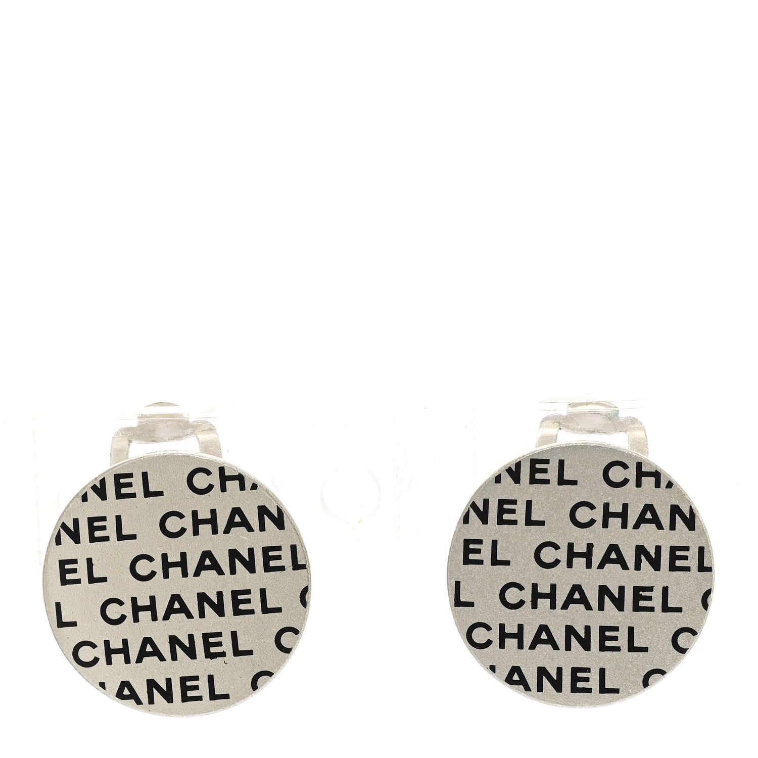 Chanel Logo Clip On Earrings Silver 1 of 4
