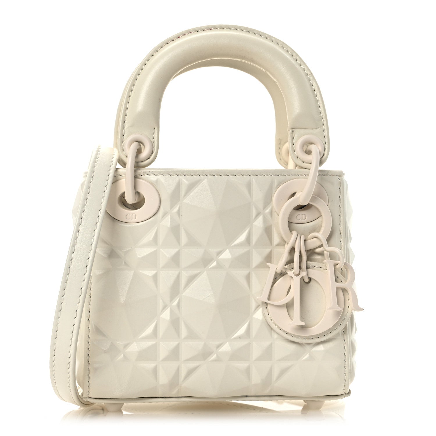 Christian Dior Calfskin Cannage Diamond Micro Lady Dior Latte 1 of 15