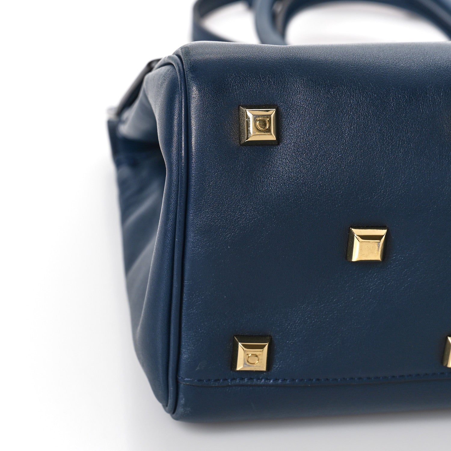 Salvatore Ferragamo Calfskin Medium Studio Bag Navy 8 of 10