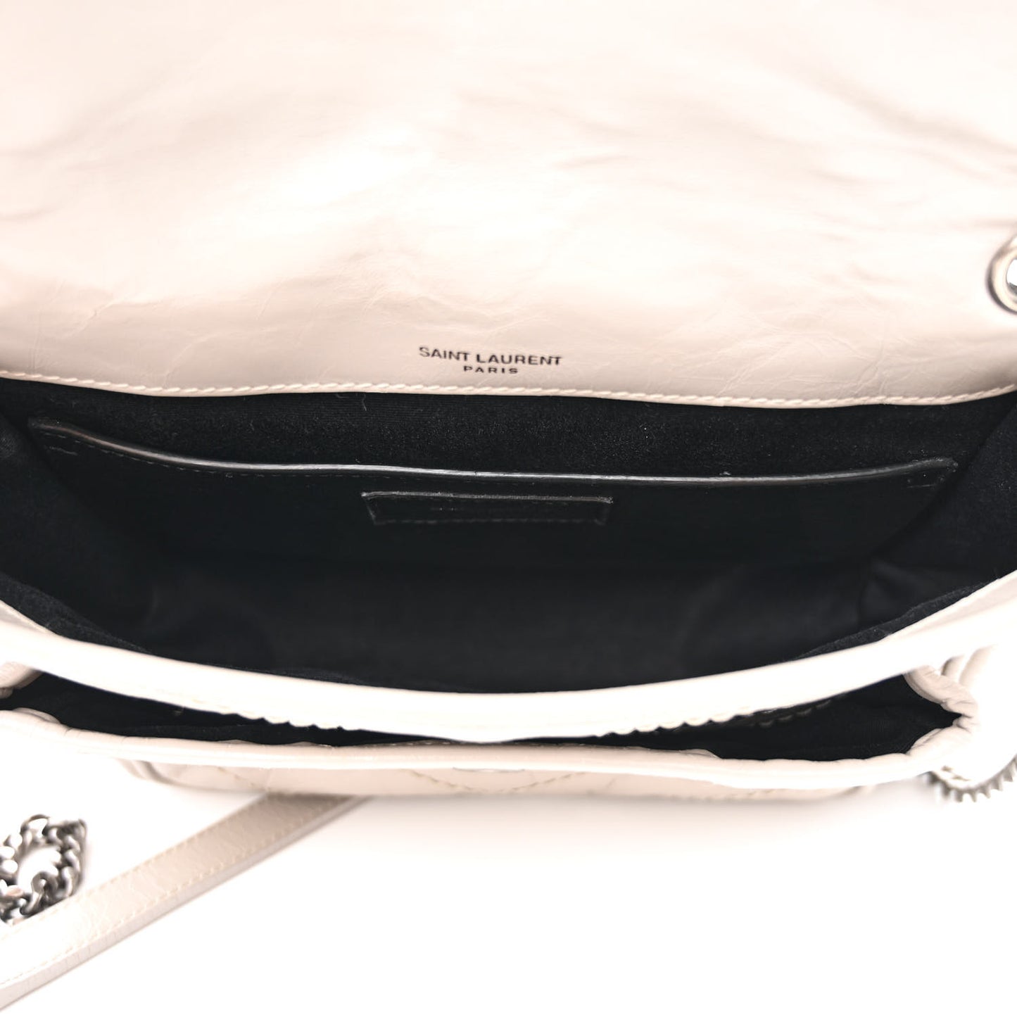 Crinkled Calfskin Matelasse Monogram Baby Niki Chain Satchel Granite