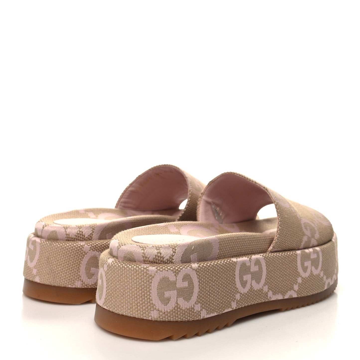 Monogram Jumbo GG Angelina Platform 55mm Slide Sandals 38.5 Beige Perfect Pink