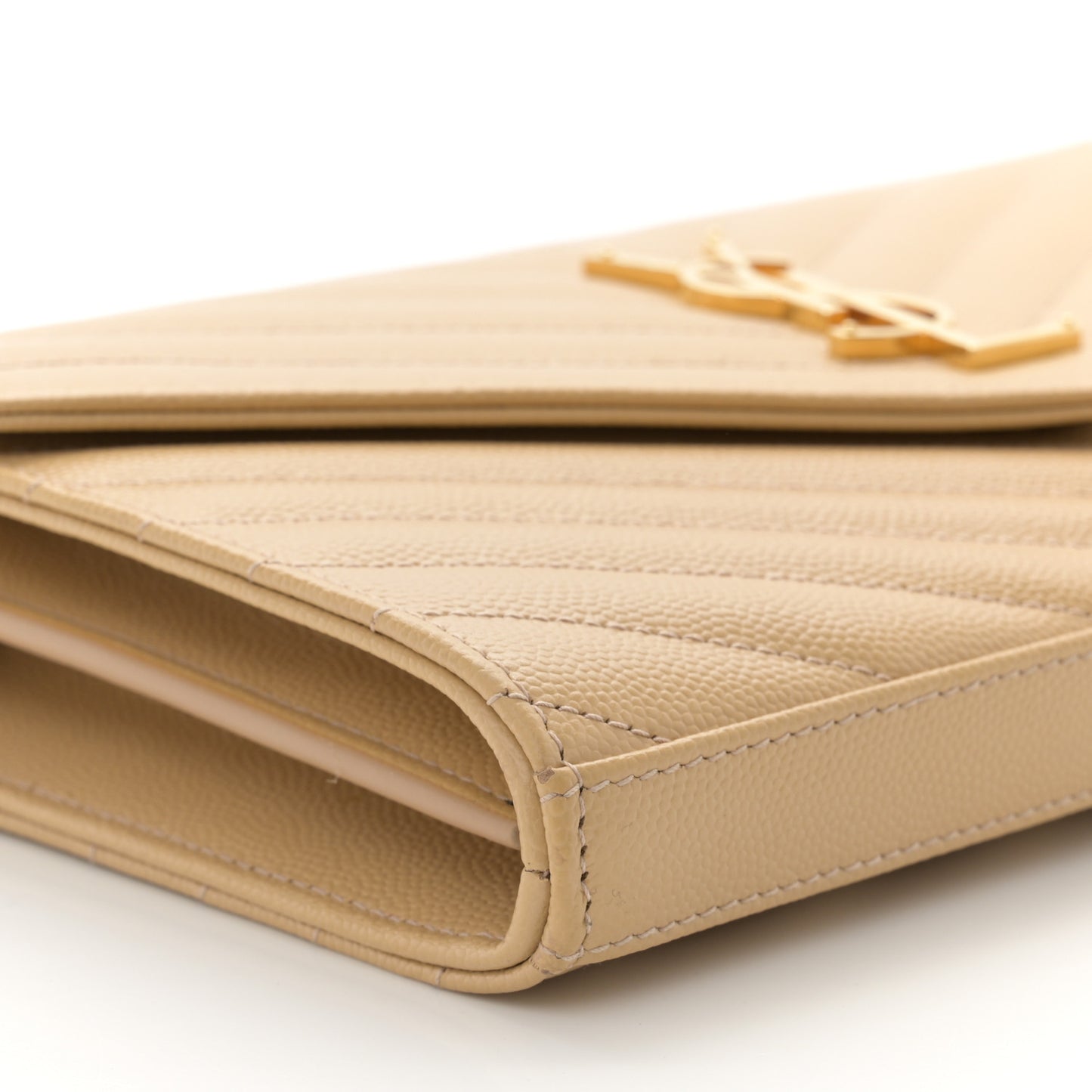 Grain De Poudre Matelasse Chevron Monogram Chain Wallet Nude Powder