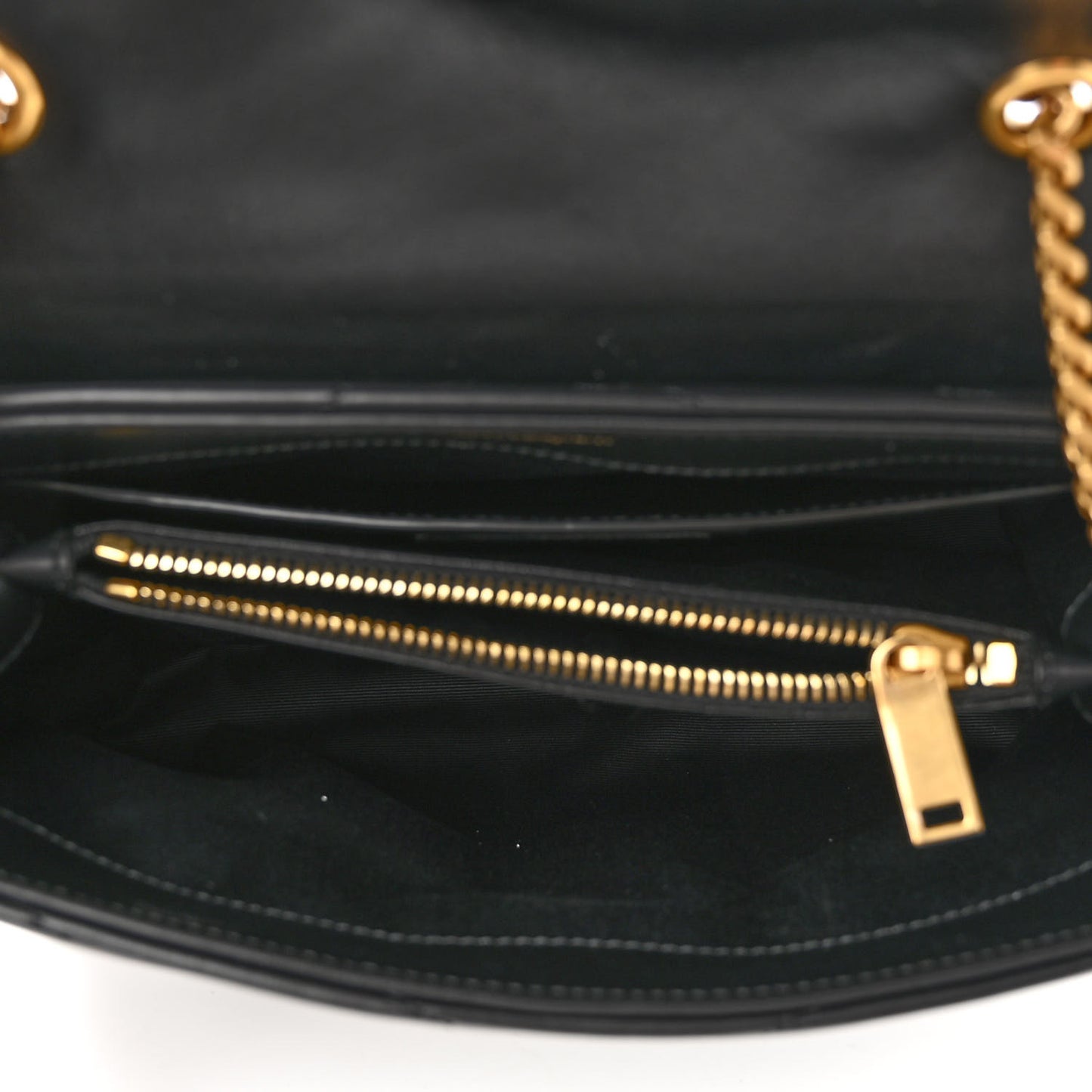 Calfskin Y Quilted Monogram Small Loulou Chain Satchel Black