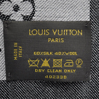 Louis Vuitton Wool Silk Monogram Denim Shawl Black 4 of 5