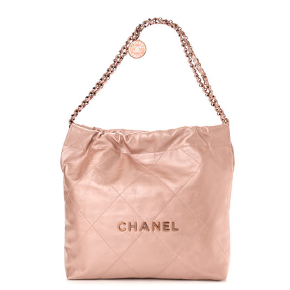 Chanel Metallic Calfskin Quilted Small Chanel 22 Pink 3 of 12