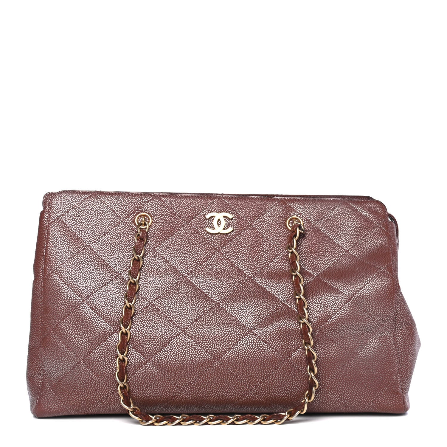 Chanel Metallic Caviar Quilted Shopping Tote Brown 1 of 5