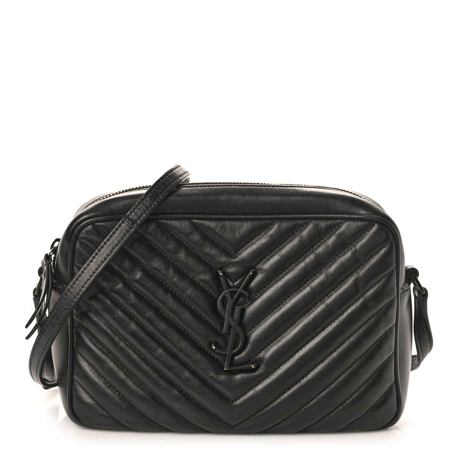 Saint Laurent Calfskin Matelasse Monogram Monochrome Lou Camera Bag Black 1 of 14