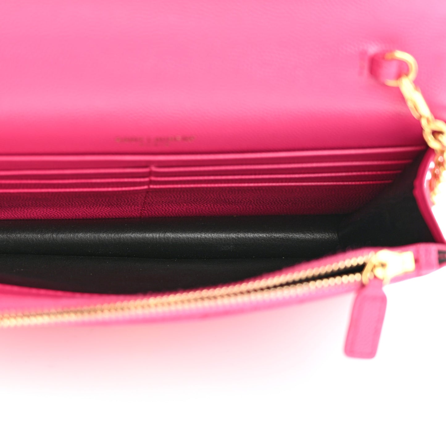 Grain De Poudre Matelasse Chevron Monogram Envelope Chain Wallet Fresh Fuchsia