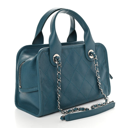Chanel Caviar Quilted Deauville Bowling Bag Blue 3 of 9